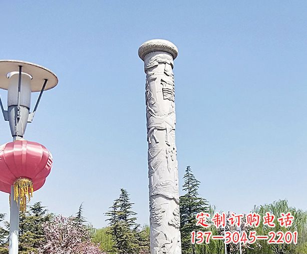 潍坊广场景观大理石龙柱石雕 (6)