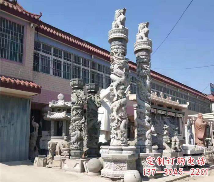 潍坊广场景观大理石龙柱石雕_1