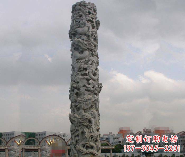 潍坊广场景观仿古盘龙柱石雕