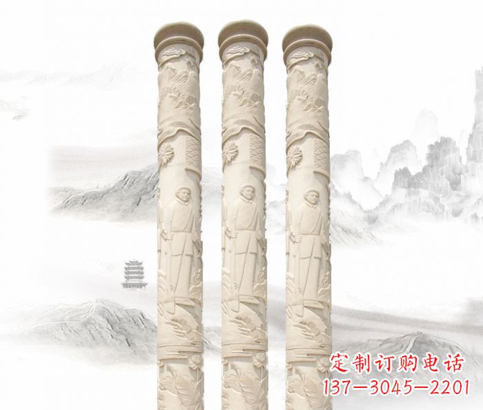 潍坊精致大气的汉白玉龙柱雕塑