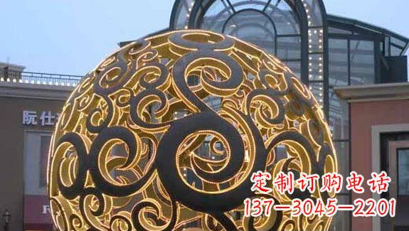 潍坊镂空球形喷泉雕塑无锈钢精美装点空间