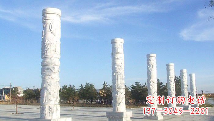 潍坊中国传统石雕:广场龙柱雕