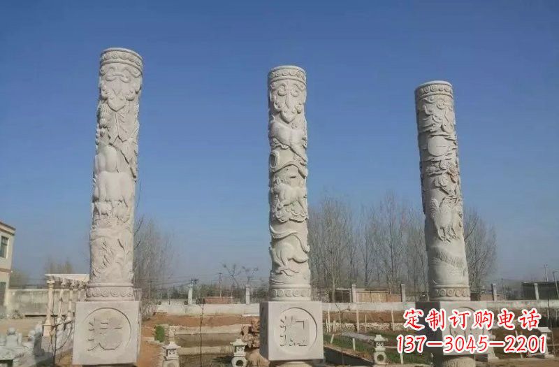 潍坊广场十二生肖文化柱石雕