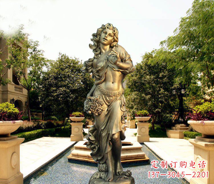 潍坊华丽蓬勃的铜雕女神像