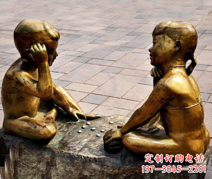 潍坊记忆印象：青春小孩铜雕