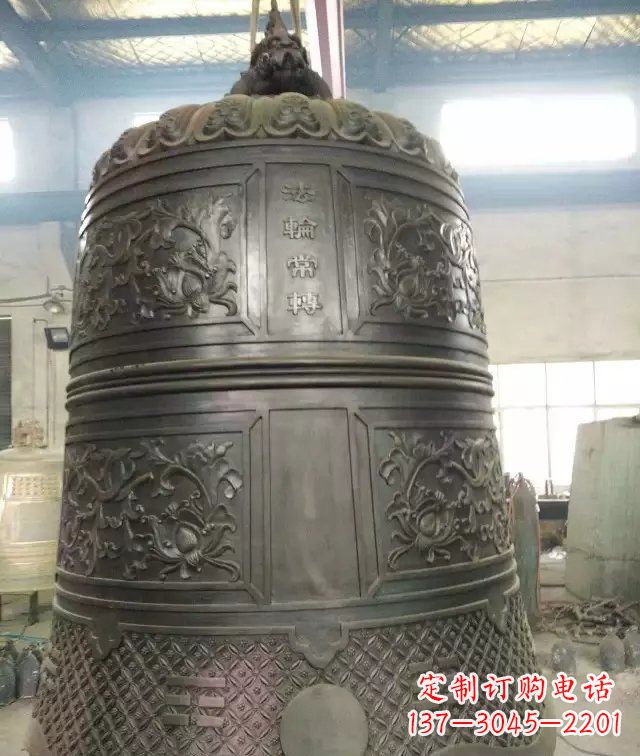潍坊国泰民安铜钟寺庙铜雕-传统工艺精美的铜钟雕塑
