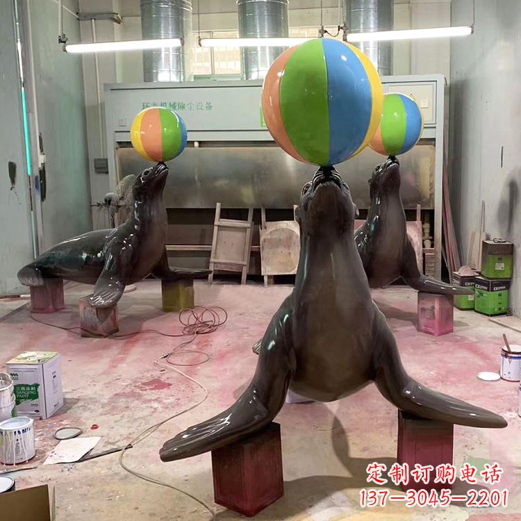 潍坊海豹玻璃钢雕塑