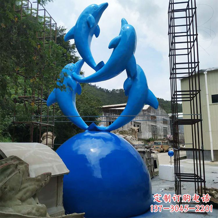 潍坊海豚钢筋玻璃景观雕塑