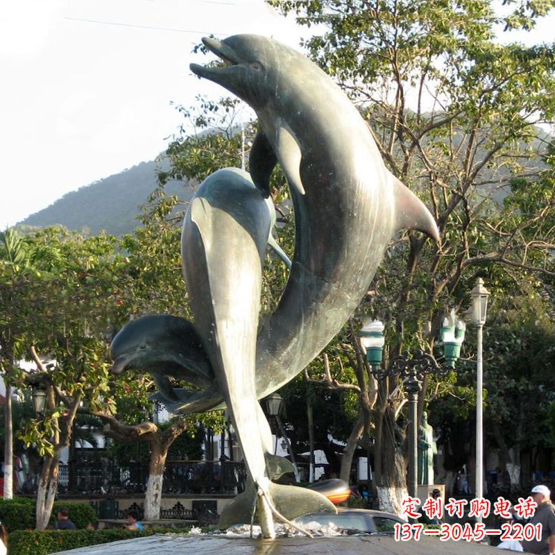 潍坊海豚公园铜雕景观动物雕塑