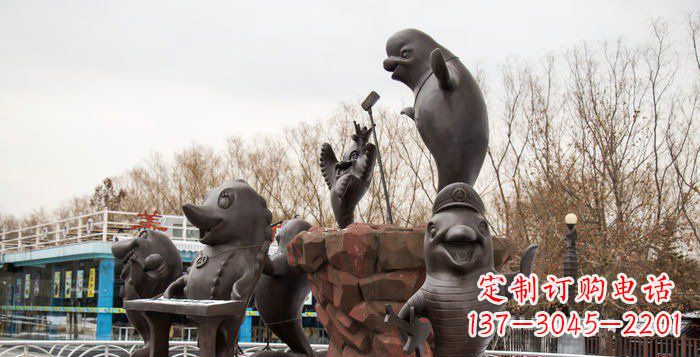 潍坊精美铜海豚雕塑,精细雕琢把海豚灵魂融入!