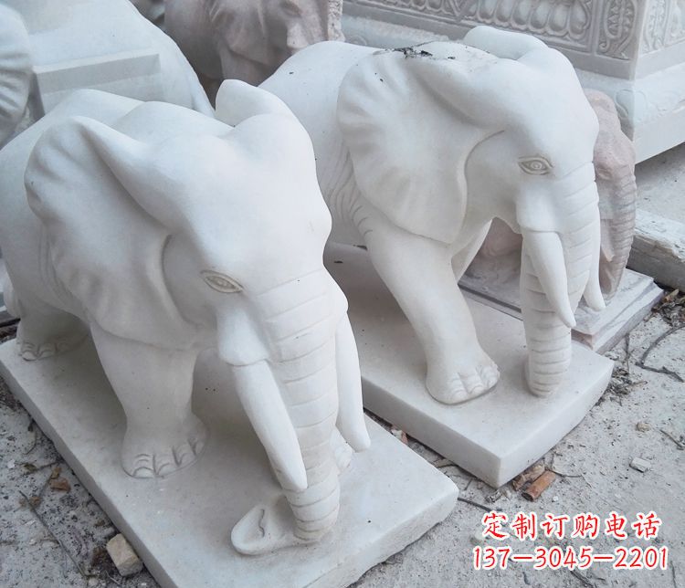 潍坊艺术精品-汉白玉动物大象雕塑