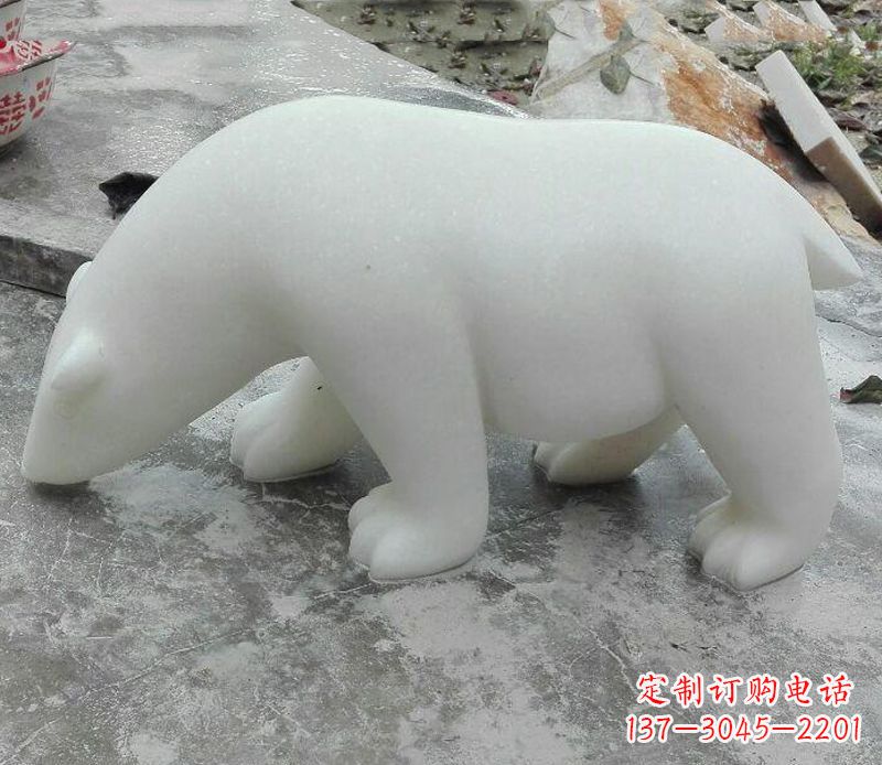 潍坊汉白玉动物北极熊石雕