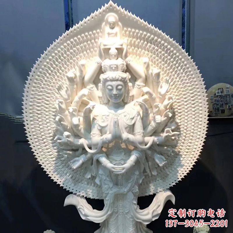 潍坊汉白玉浮刻千手观音雕塑