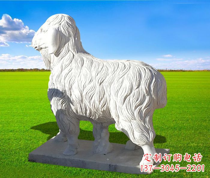 潍坊汉白玉公园羊动物石雕