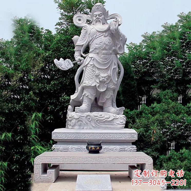 潍坊汉白玉关公雕塑,融入神秘历史色彩