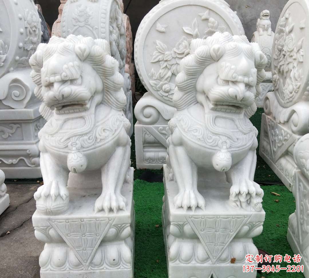潍坊精致汉白玉狮子雕塑