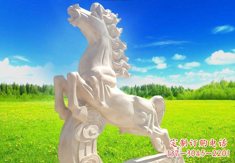 潍坊古典精美的汉白玉奔马石雕