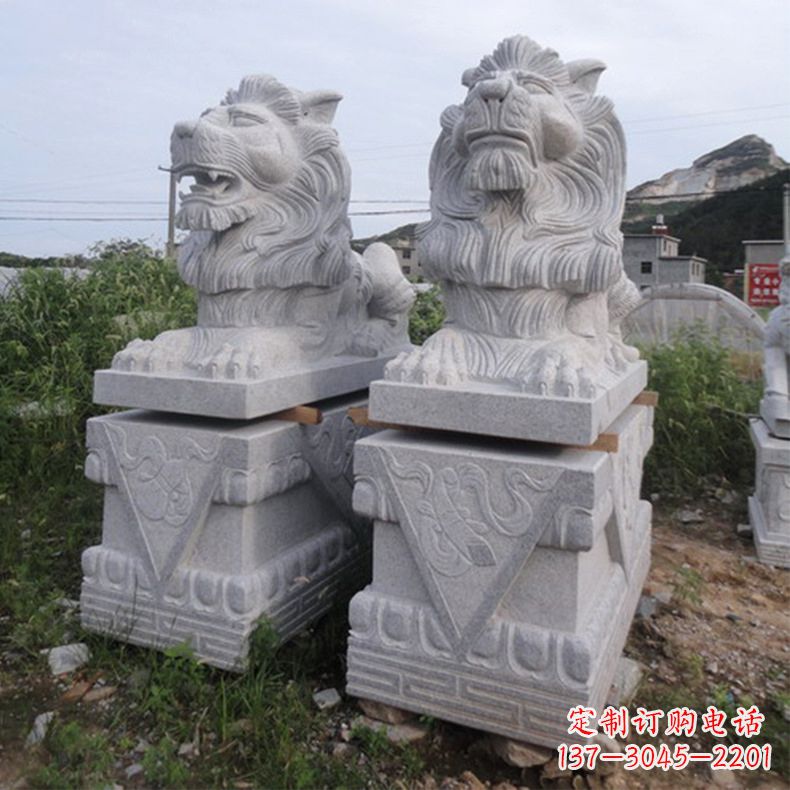 潍坊汇丰狮子石雕，精美雕塑展现霸气