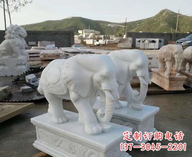 潍坊高雅大气的汉白玉吉祥大象门口雕塑