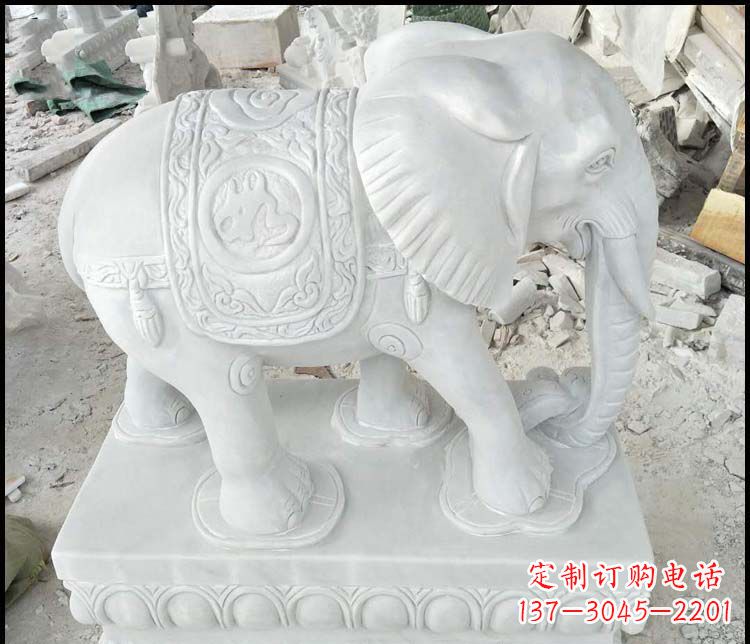 潍坊汉白玉吉祥如意门口招财镇宅大象石雕