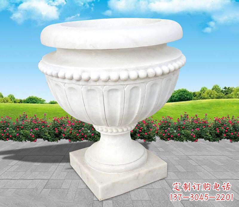 潍坊汉白玉景观花盆雕塑