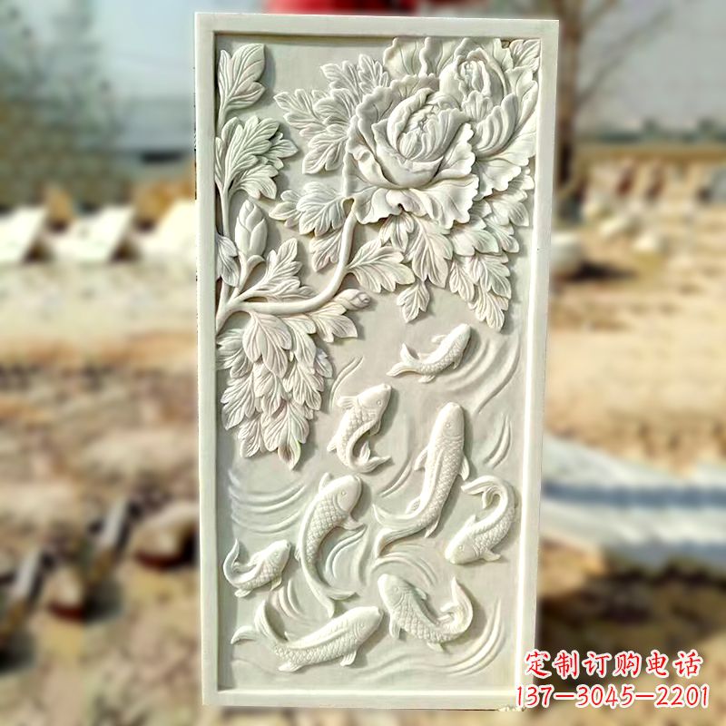潍坊汉白玉鲤鱼浮雕，精美彰显睿智之美