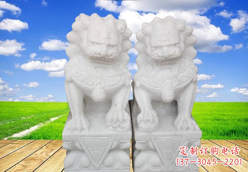潍坊汉白玉看门狮子石雕