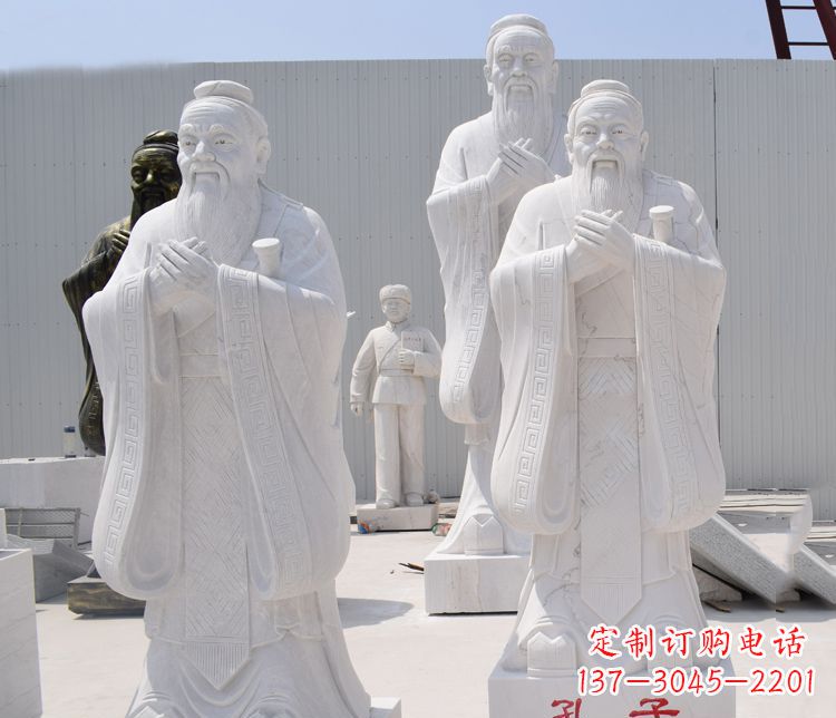潍坊汉白玉孔子校园古代名人石雕 (2)