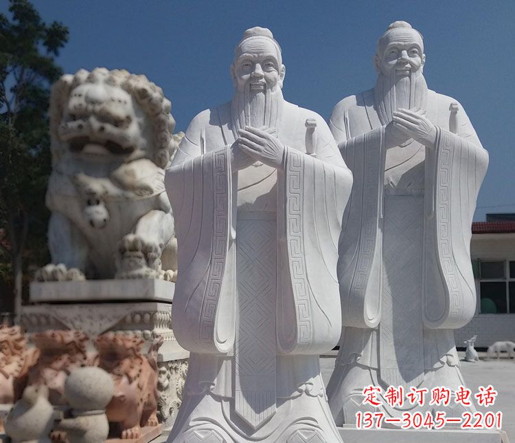 潍坊汉白玉孔子校园古代名人石雕_1