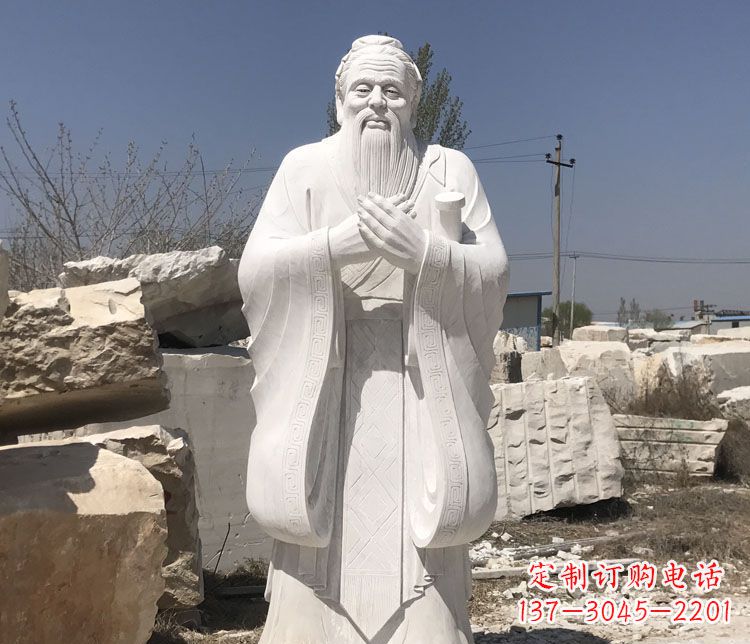 潍坊汉白玉孔子行教像学校古代名人石雕
