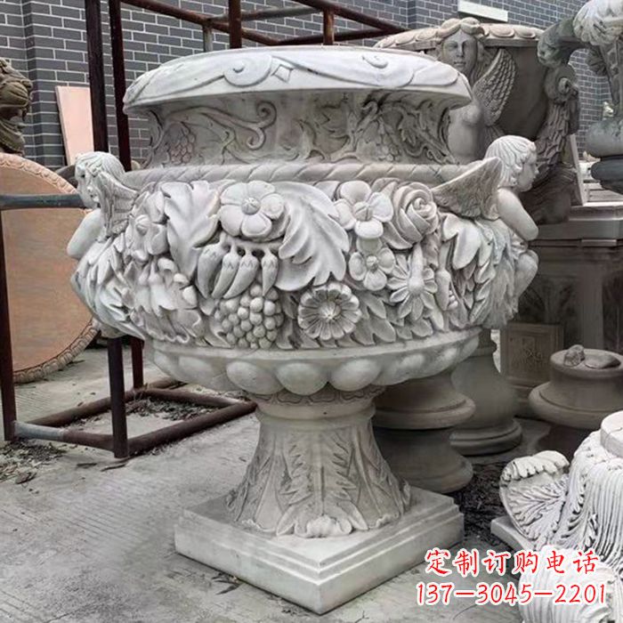 潍坊汉白玉欧式人物花盆石雕
