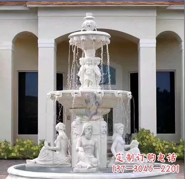 潍坊汉白玉精美完美的喷泉雕塑