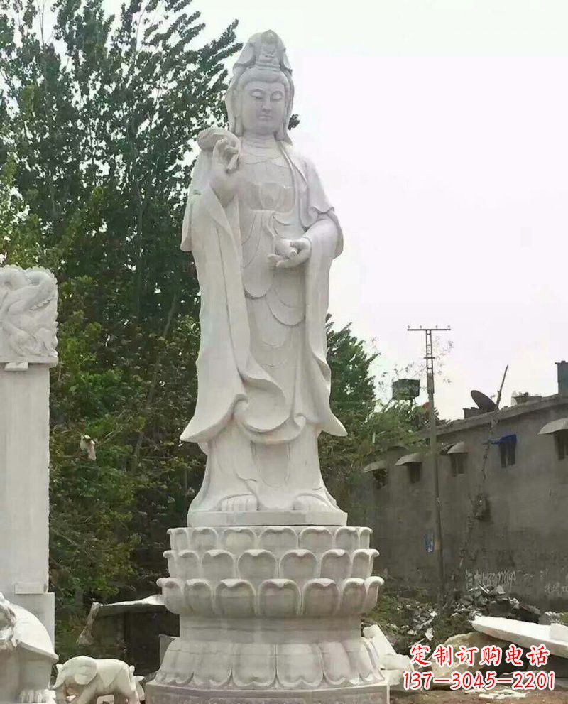 潍坊汉白玉洒水观音驻颜祥和