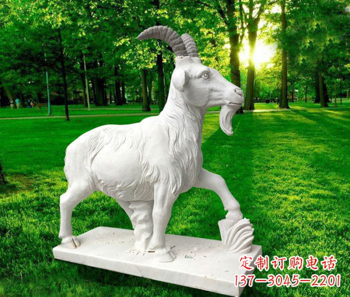 潍坊汉白玉精美山羊雕塑