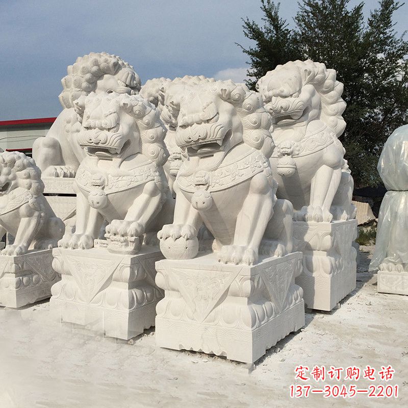 潍坊历史悠久的汉白玉狮子雕塑