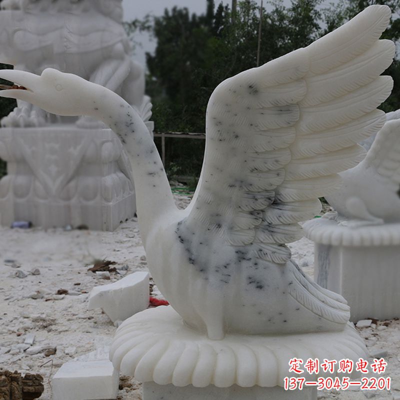 潍坊汉白玉天鹅石雕,精美绝伦,令人叹为观止
