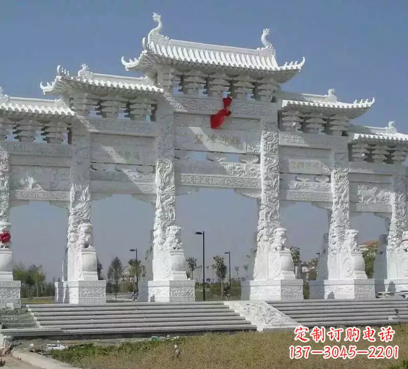 潍坊汉白玉五门牌坊石雕