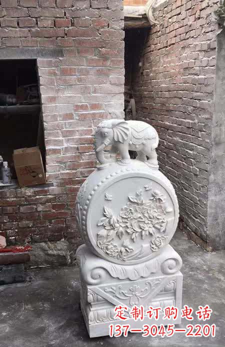 潍坊汉白玉小象抱鼓石雕塑之美