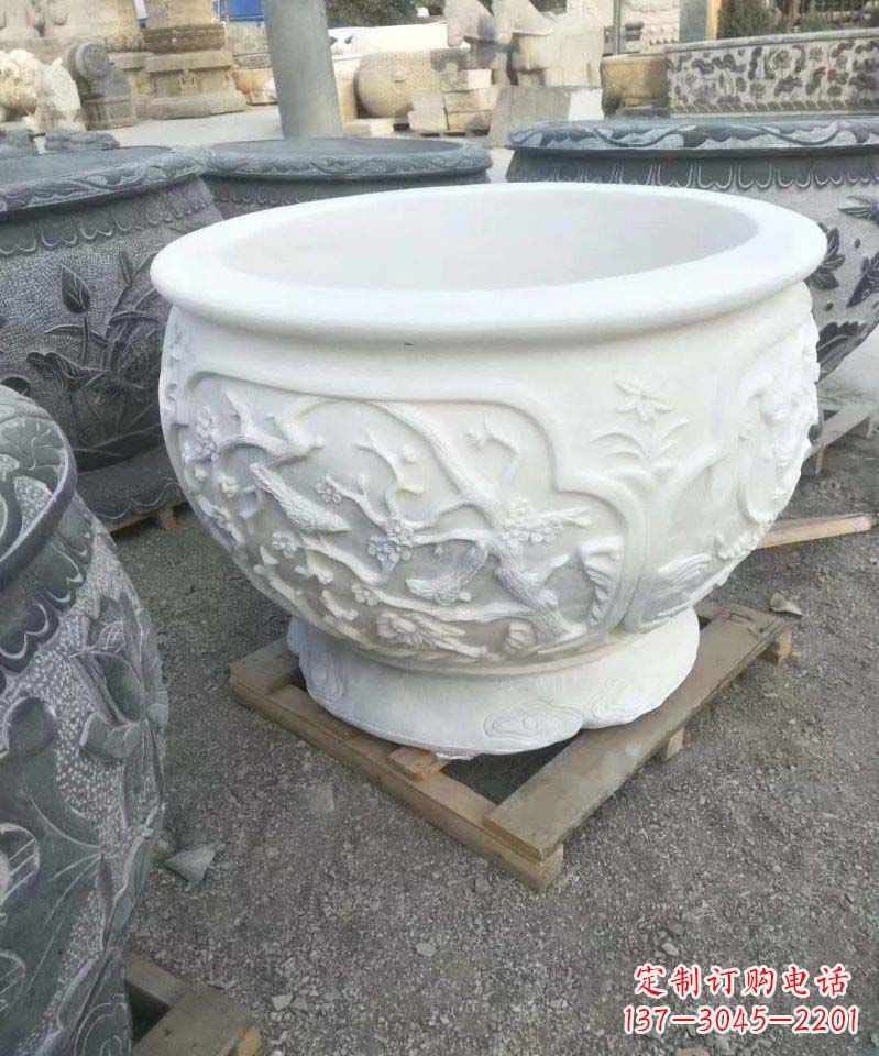潍坊汉白玉圆形水缸