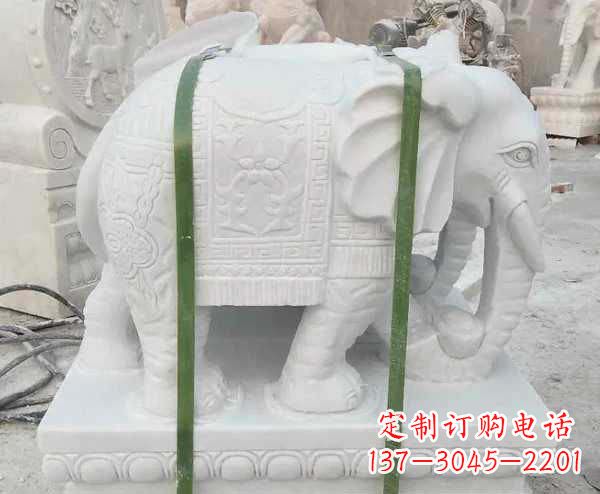 潍坊瑞气四溢的汉白玉招财大象雕塑