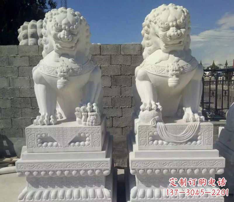 潍坊汉白玉镇宅狮子石雕塑