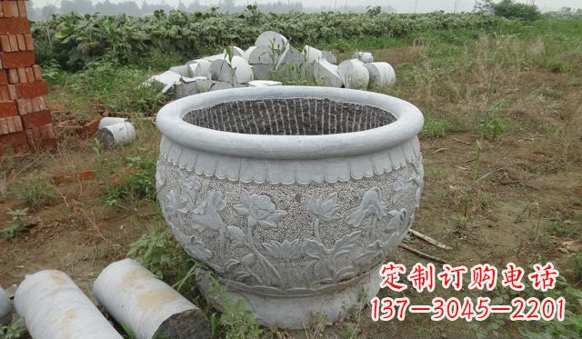 潍坊荷花花盆公园景观石雕,千般美妙一览无余