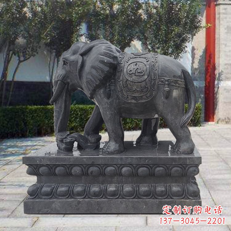 潍坊黑色石雕大象