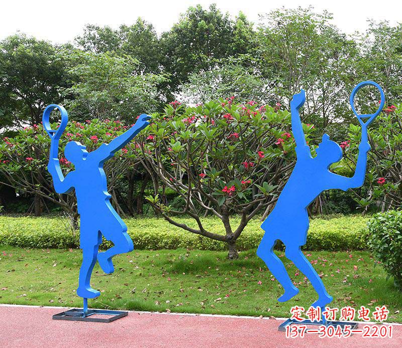 潍坊户外不锈钢打羽毛球人物雕塑