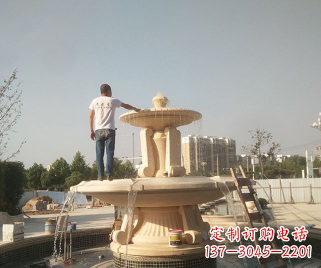 潍坊户外多层喷泉石雕_1
