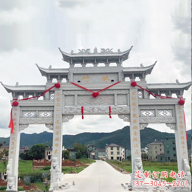 潍坊花岗岩三门石牌坊雕塑