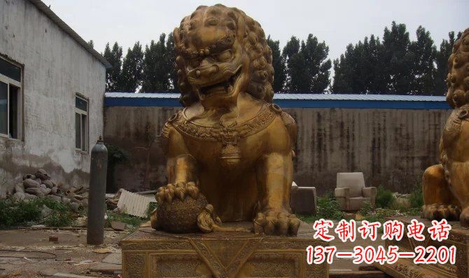 潍坊黄铜狮子雕塑,让您的空间更加华贵