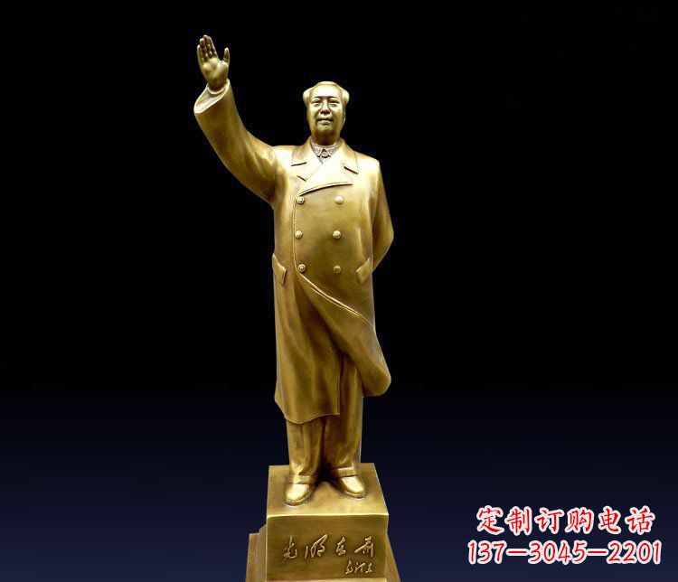 潍坊挥手的主席广场铜雕景观雕塑 (2)