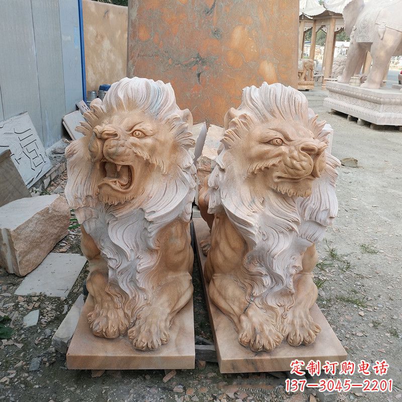 潍坊风格多样的狮子雕塑