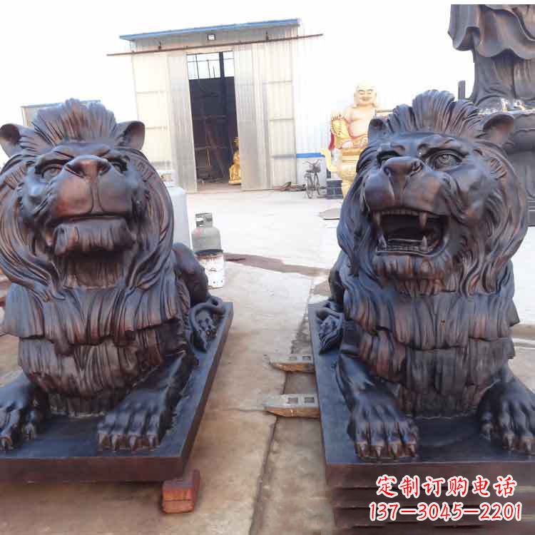 潍坊汇丰银行狮子雕塑,精美雕塑展示您的财富